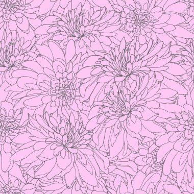 Pastel pembe arka planda anahat krizantem ile Dikişsiz desen 