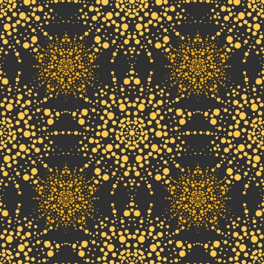 siyah arka plan üzerinde altın nokta ile soyut dikişsiz desen 