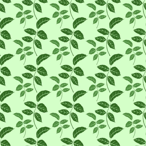 Бесшовный Узор Зелеными Листьями Зеленом Фоне — стоковый вектор