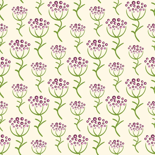 Patrón Sin Costuras Con Flores Púrpuras Flor Sobre Fondo Amarillo — Vector de stock
