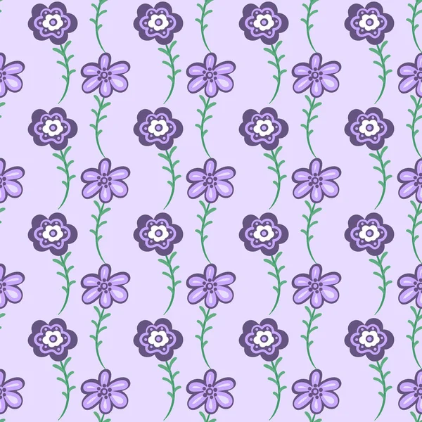 Patrón Sin Costuras Con Flores Color Violeta Flor Sobre Fondo — Archivo Imágenes Vectoriales