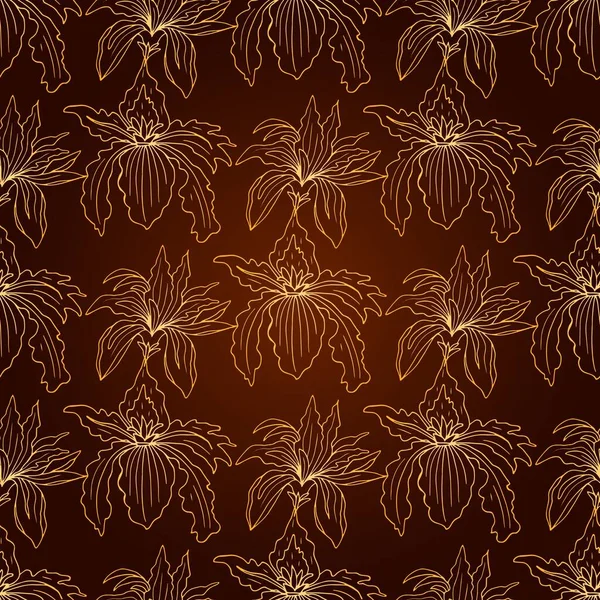 Безшовний фон із золотою стилізованою квіткою на темному тлі. Нескінченна текстура для дизайну . — стоковий вектор