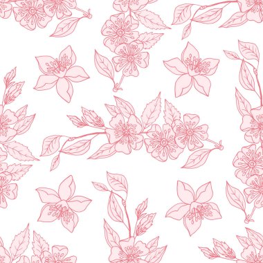 Portakal rengi elma çiçekleri ve beyaz yapraklarla kusursuz bir arkaplan..