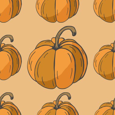 Balkabakları pürüzsüz desen. Turuncu balkabaklarıyla Şükran Günü arkaplanı. Sebze arka planı