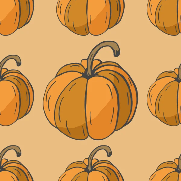 Pumpkins seamless pattern. Thanksgiving background with orange pumpkins. Vegetable background — Stock Vector