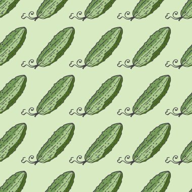 El salatalıklarıyla kusursuz desen. Mutfağınız için hafif bir arka plan. Sebze geçmişi. Organik yiyecekler.