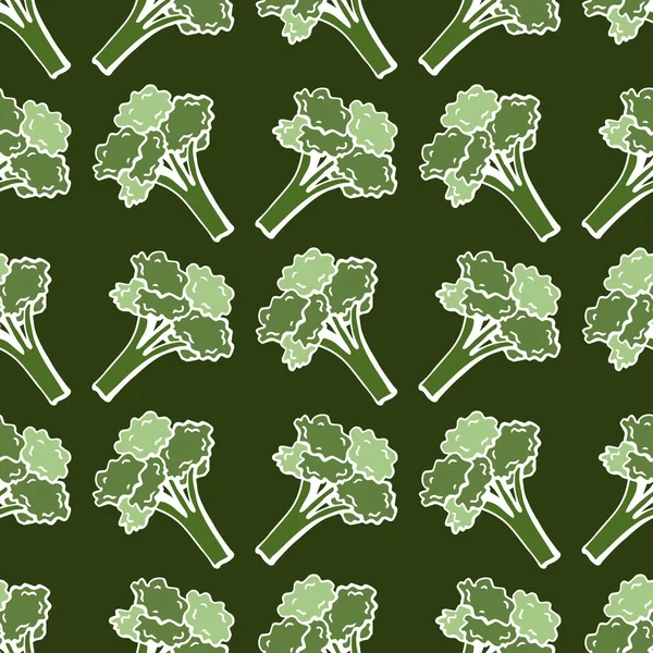 Бесшовный рисунок с нарисованной вручную брокколи. Светлый фон для вашей кухни. Овощное прошлое. Органические продукты питания. — стоковый вектор