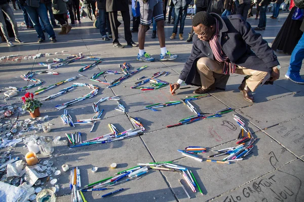 Paris França Janeiro 2015 Manifestação Suis Charlie Paris Relação Vítimas — Fotografia de Stock