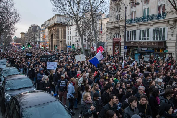 フランス 2015年1月11日 テロ攻撃の犠牲者に関して パリでのジェ スイス チャーリーのデモ — ストック写真