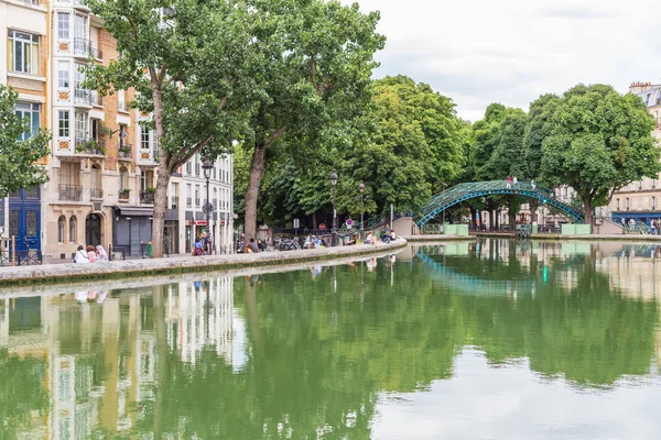 Paris Fransa Ağustos 2014 Sain Martin Kanalı Nda Kentsel Peyzaj — Stok fotoğraf