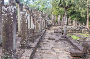 Angkor Wat kalıntıları, Kamboçya, bir tapınak kompleksi ve dünyanın en büyük dini anıtlarından biri