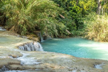 Şelale (tat kuang sı şelaleler luang prabang, laos, yağmur ormanlarında.)