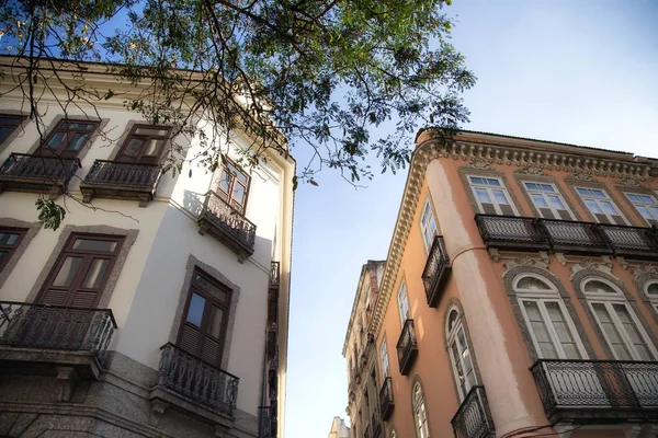 Fachada Edifícios Janelas Edifícios Antigos Rio Janeiro — Fotografia de Stock