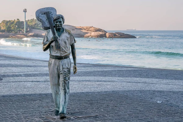 Rio Janeiro Brasil Haziran 2019 Tom Jobim Statue Ipanema Beach Telifsiz Stok Fotoğraflar