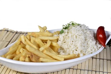 pirinç ve kızarmış patates izole edilmiş arka plan