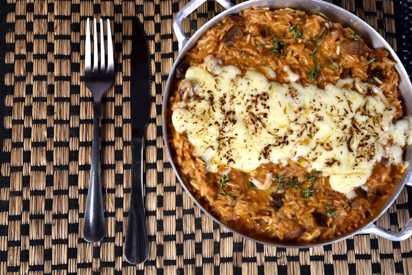 Sosis Risotto, İtalyan risotto İtalyan sosis ve servis