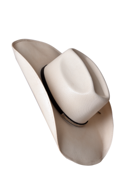 Beyaz arka planda siyah kurdeleli kovboy şapkası hasır şapka kadınlar ve erkekler için hasır şapka.