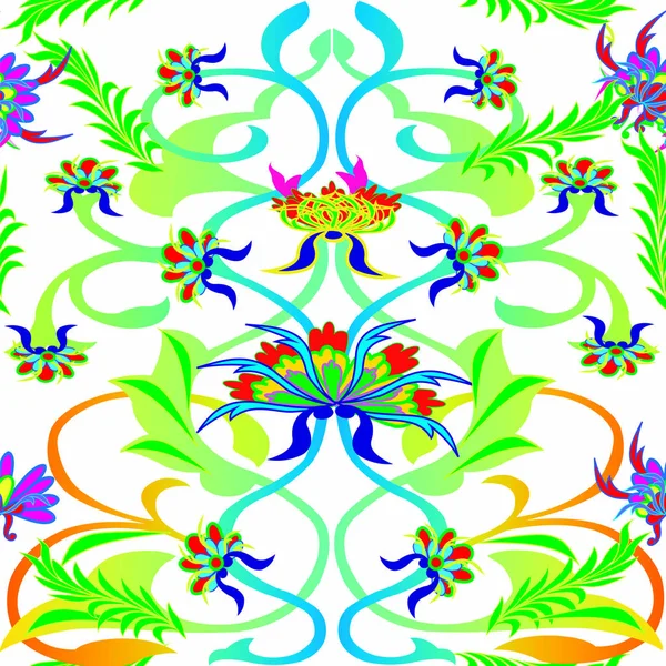 Flores abstractas sobre un fondo verde claro — Vector de stock