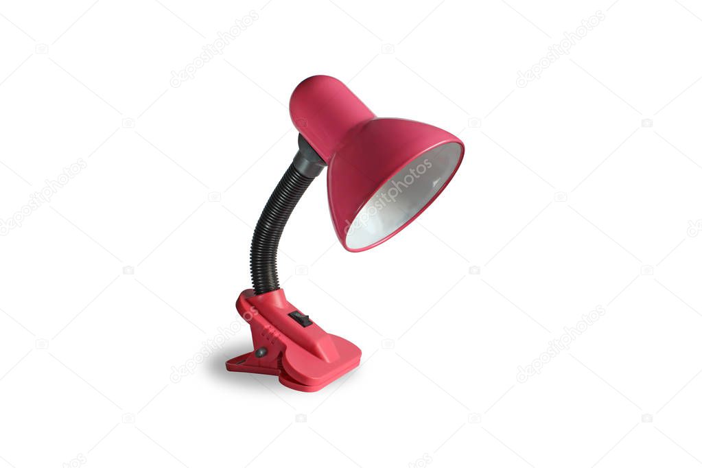 pink red nstolnya lamp on white background