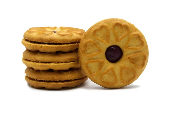 Biscuits Cracker Homemade Sandwich Cookies Filled Blueberry Jam Sweet Flavored — Stock Photo, Image