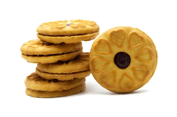 Biscuits Cracker Homemade Sandwich Cookies Filled Blueberry Jam Sweet Flavored — Stock Photo, Image