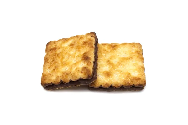 Μπισκότα Χειροποίητο Τετράγωνο Σχέδιο Σοκολάτα Βουτύρου Και Γλυκιά Γεύση Απομονωμένη — Φωτογραφία Αρχείου