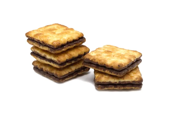 Biscotti Cracker Fatti Casa Design Quadrato Burro Cioccolato Sapore Dolce — Foto Stock