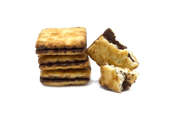 Biscoitos Biscoitos Caseiros Design Quadrado Chocolate Com Manteiga Sabor Doce — Fotografia de Stock