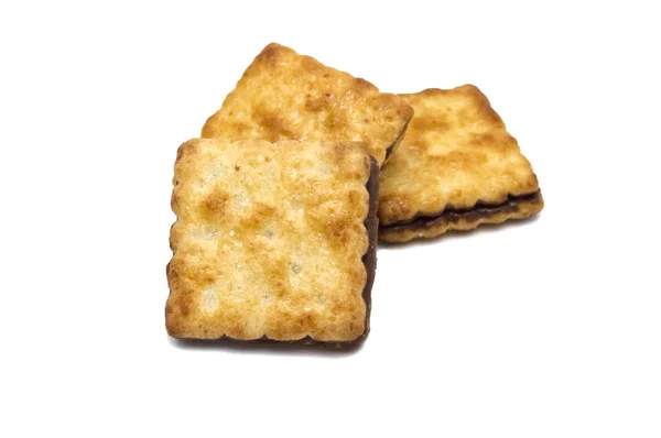 Kekse Cracker Hausgemachte Quadratische Design Butterschokolade Und Süßen Geschmack Isoliert — Stockfoto
