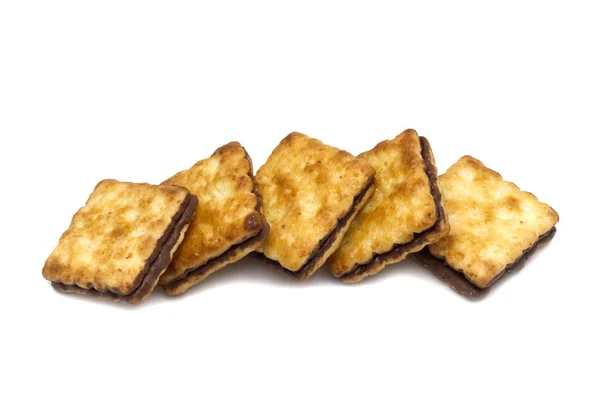 Biscotti Cracker Fatti Casa Design Quadrato Burro Cioccolato Sapore Dolce — Foto Stock