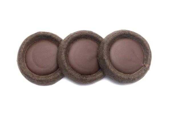 Biskuit Kue Renyah Dengan Karamel Coklat Rasa Topping Choco Terisolasi — Stok Foto