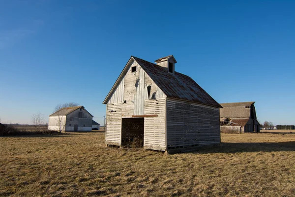 Staré Dřevěné Stodoly Otevřené Zemědělské Půdy Lasalle County Illinois Usa — Stock fotografie