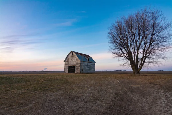 Antiguo Granero Rústico Atardecer Condado Ogle Illinois —  Fotos de Stock