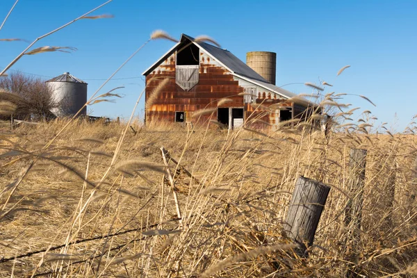 Gamla Rustika Lada Landsbygdens Mellanvästern Blåsig Vinterdag Marshall County Illinois — Stockfoto