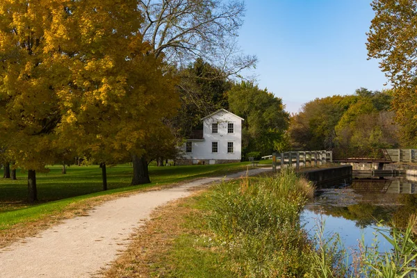 Autumn Fall Historic Canal Channahon Illinois Usa — Stock Photo, Image