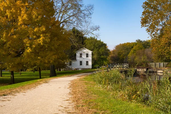 Autumn Fall Historic Canal Channahon Illinois Usa — Stock Photo, Image