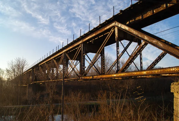 Antiguo Puente Ferroviario Sobre Histórico Canal Lasalle Illinois — Foto de Stock