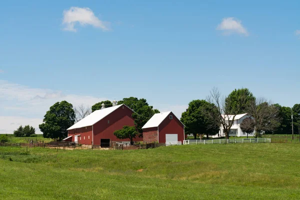 Celeiro Fazenda Encosta Coberta Grama Condado Ogle Illinois Eua — Fotografia de Stock