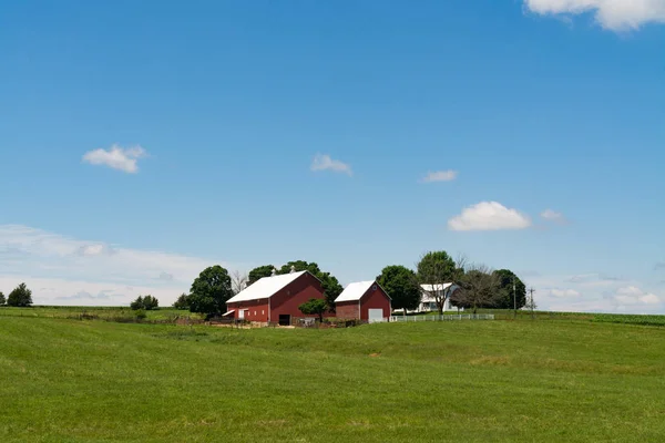 Celeiro Fazenda Encosta Coberta Grama Condado Ogle Illinois Eua — Fotografia de Stock