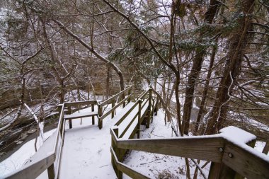 Kar üst Dells izi kaplı. Matthiessen State Park, Illinois, ABD