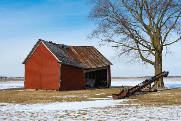Stodola Sněhu Venkovských Midwest Lasalle County Illinois Usa — Stock fotografie