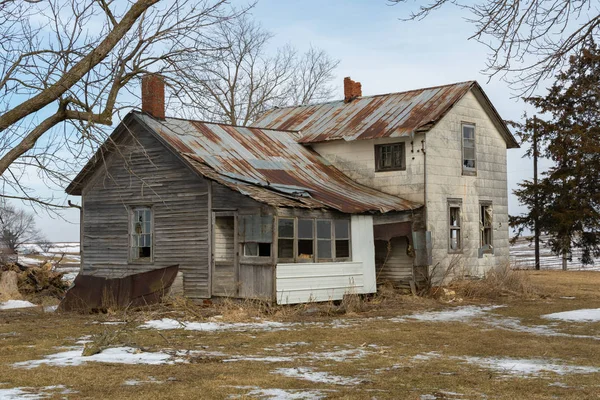 Verlassenes Bauernhaus Ländlichen Ilinois — Stockfoto