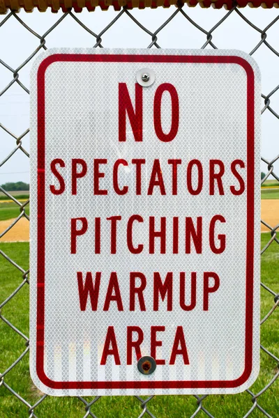 Znak obszaru warmup pitching — Zdjęcie stockowe