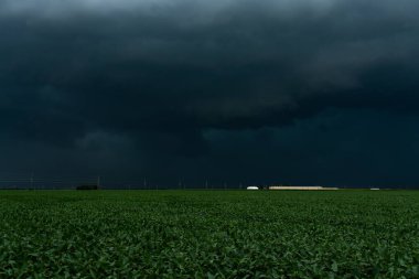 Orta batıdaki küçük bir kasabaya varmadan hemen önce Derecho 'ya geliyor. 10 Ağustos 2020. Peru, Illinois, ABD