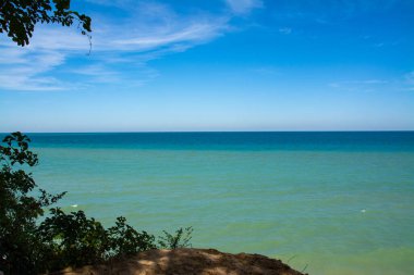 Güzel bir yaz sabahı Michigan Gölü manzarası. Indiana Dunes Ulusal Sahil Hattı, Indiana, ABD