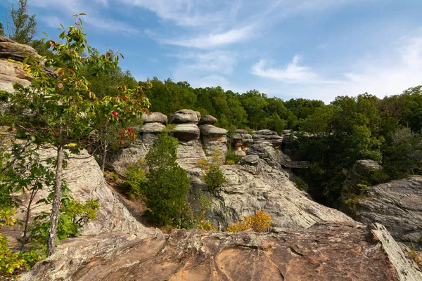 在一个美丽的九月的下午 俯瞰神园的悬崖和岩层 Shawnee National Forest Illinois Usa — 图库照片