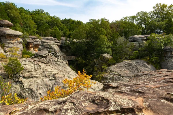 在一个美丽的九月的下午 俯瞰神园的悬崖和岩层 Shawnee National Forest Illinois Usa — 图库照片