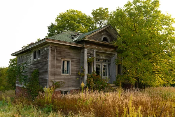 Ancienne École Abandonnée Dans Midwest Lever Soleil Dewitt County Illinois — Photo