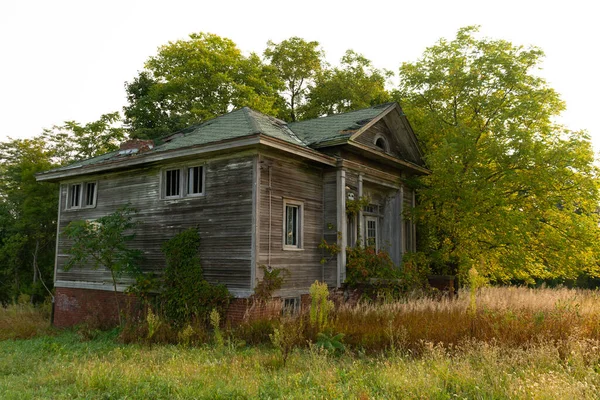 Antigua Escuela Abandonada Medio Oeste Cuando Sale Sol Condado Dewitt — Foto de Stock