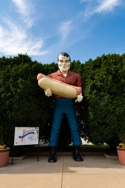 Atlanta Illinois Stany Zjednoczone Września 2020 Posąg Paula Bunyana Hotdoga — Zdjęcie stockowe